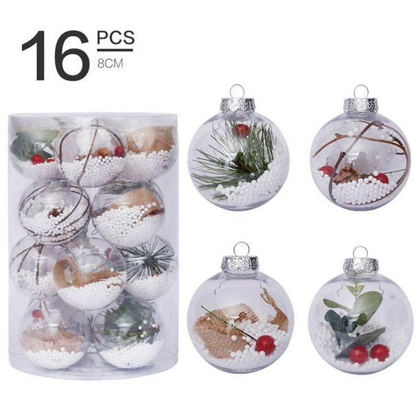 ¡No Te Lo Pierdas!, Adornos navideños Juego de bolas navideñas rellenas de nieve de 8 cm/16 PET Adornos para árbol de Navidad Akmoler