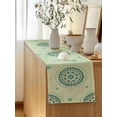 thumbnail image 5 of Table Runner 72 Inches Long for Kitchen Dining, Green Floral Dresser Scarf Farmhouse, Dining Table Decorations for Wedding/Parties, round Floral Ethnic Abstract Patterned 16 x 72 In, 5 of 8