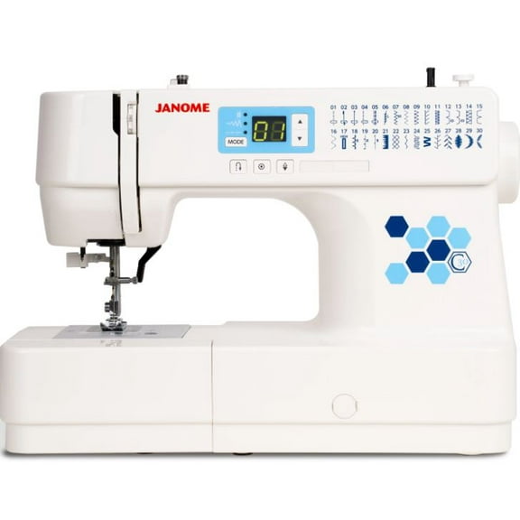 Open Box Janome 001C30-W C30 Computerized Sewing Machine with 30 Stitches, Blue