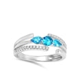 thumbnail image 4 of Blue Simulated Topaz Criss Cross Colorful Ring 925 Sterling Silver Band CZ Female Size 10, 4 of 4