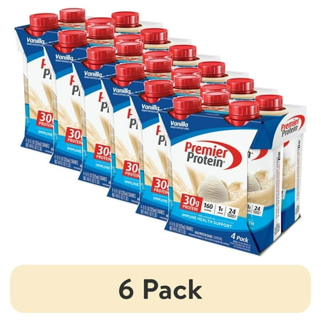 (6 pack) Premier Protein Shake, Vanilla, 30g Protein, 11 fl oz, 4 Ct