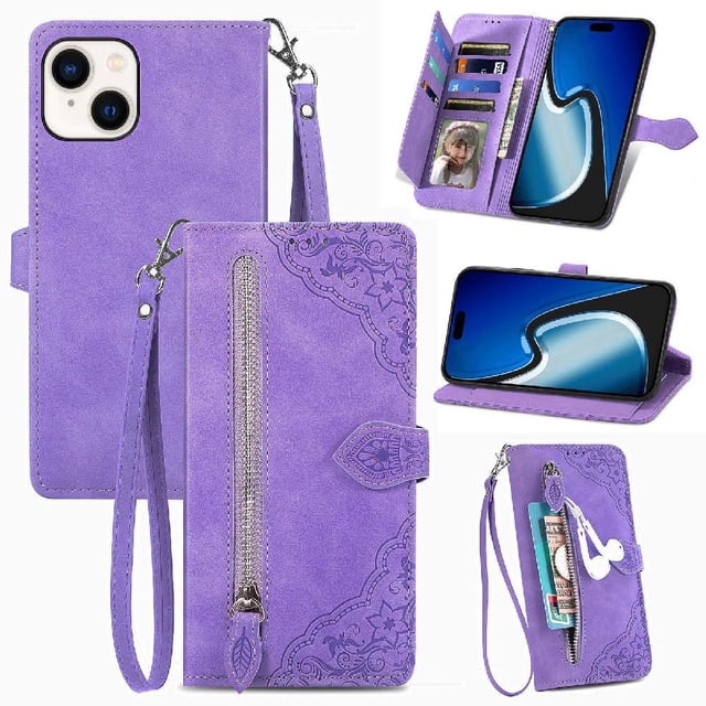 Funda billetera anti-golpes para GANGXUN iPhone 15 Plus , ideal para día a día y trabajo