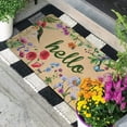 thumbnail image 3 of Hello Floral Decor Door Mat Spring Summer Welcome Mats Outdoor Colorful Flowers Doormat Non Slip Rubber Flowers Decorative Front Door Mats Indoor Rug 17" x 30", 3 of 6