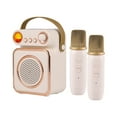 thumbnail image 1 of Riwcyla Mini Karaoke Machine Wireless Microphone and Speaker Set with 2 Microphone Rechargeable LED Color Night Light Handheld Mic Karaoke Speaker Gifts for Birthday Party Desktop Fitness Home KTV, 1 of 6