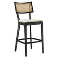 thumbnail image 3 of Counter Stool Chair, Set of 2, Beige Black, Wood, Bar Pub Cafe Bistro Dining Kitchen Hospitality Restaurant, Modern Contemporary HB36727, 3 of 10