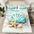 thumbnail image 2 of jejeloiu Ocean Shell Coral Queen Sheet Sets,Kawaii Sealife Starfish Flat Sheet,Hawaii Sea Beach Queen Fitted Sheet For Child,Super Cozy Room Decor,4 Pieces, 2 of 7