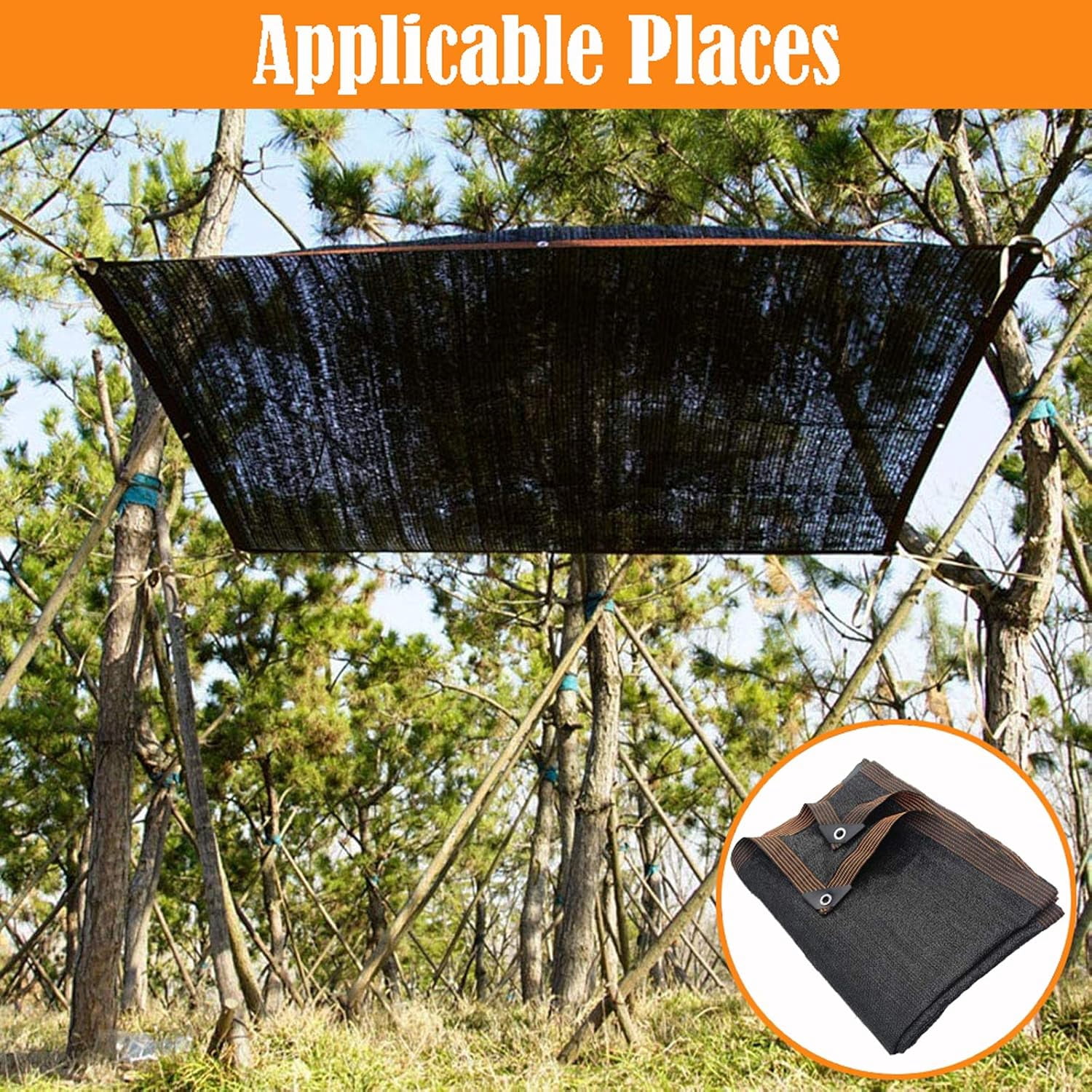 Sunblock Shade Cloth 20x20ft, Sun Mesh Shade for Plants, Greenhouse - with Grommets, Sun Protection - for Garden, Patio, Barn or Kennel