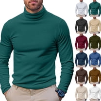 Cyglowse Men's Soft Thermal Undershirt Mock Turtleneck Long Sleeve Breathable Lightweight Solid Color for Layering Tops Dark Green 3XL