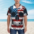 thumbnail image 4 of Daiia American Flag Skull Hawaiian Shirt for Men Gentle Cotton Regular Short Sleeve Casual-3X-Large, 4 of 9