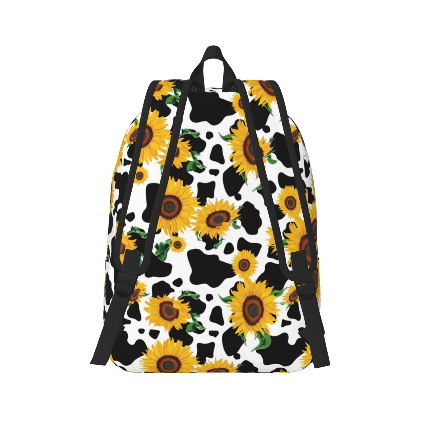 Rateoe Cute Cow Print Sunflower D Pattern Canvas College Laptop Backpack,Travel Daypack,Durable Rucksack Travel Notebook Bag School Backpack Book Bag for Men Women-Small