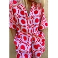 thumbnail image 3 of Women's Boho 2 Piece Beach Outfits Short Sleeve Button Down Shirt Wide Leg Shorts Summer Matching Sets, 3 of 8