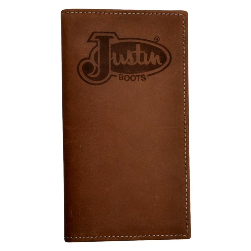 JUSTIN Justin Western Wallet Mens Rodeo Logo Emblem Leather Tan WJB302