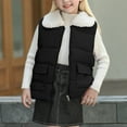 thumbnail image 4 of Girls Winter Puffer Vests Zipper Puffy Quilted Vests Trendy Sleeveless Quilted Jackets with Faux Fur Collar Black, 4 Years, 4 of 7