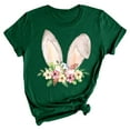 thumbnail image 2 of WNEGSTG Easter T Shirts for Women, Short Sleeve Crewneck Bunny Print Graphic Tee, Floral Round Neck Top, Green XL, 2 of 3