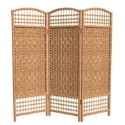 Red Lantern 4 ft. Short Fiber Weave Folding Screen - Natural - 3 Panels