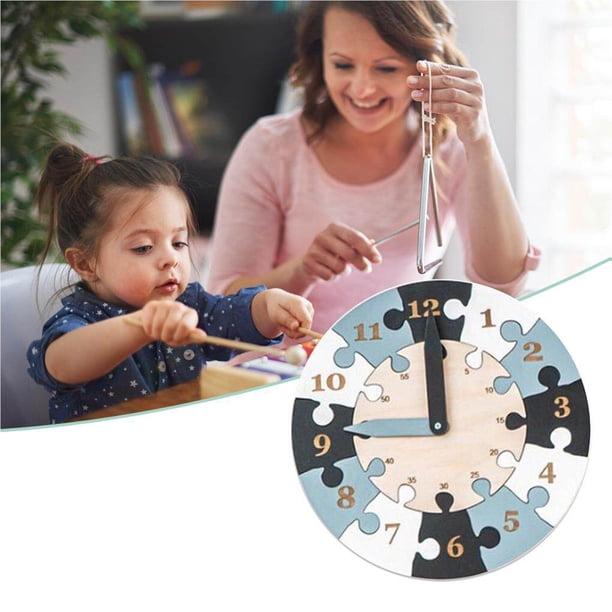 Horloge en Bois Jouet Éducatif pour Enfants pour Aides Pédagogiques pour Enfants de 3 4 5 Ans Électrique