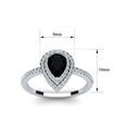 thumbnail image 5 of SuperJeweler 1 Carat Pear Shape Black Onyx and Double Halo Diamond Ring In Sterling Silver For Women, 5 of 6