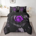 thumbnail image 2 of Castle Fairy Girls Purple Rose Twin Bedding Sets,Chic Floral Bedding Comforter Set, 2 of 8