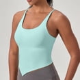 thumbnail image 2 of Xijirk Tank Tops Butterluxe Y Back Longline Sports Bra with Spaghetti Straps Racerback Padded Yoga Workout Crop Tank Top for Fitness Camisole Tops for Women,Mint Green,S, 2 of 4