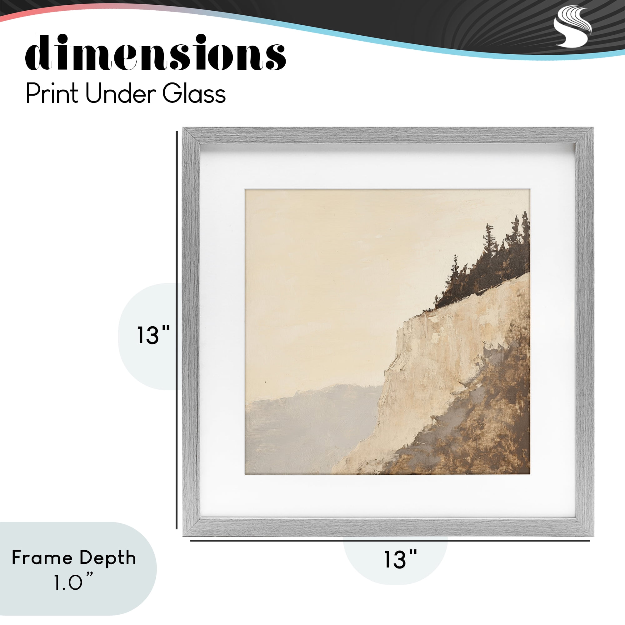 Stupell Industries Serene Cliffside Vista Gray Framed Print Under Glass, design by Petal Prints Design