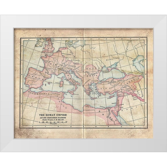 Murdock, Ramona 14x12 White Modern Wood Framed Museum Art Print Titled - Vintage Roman Empire Map