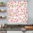 thumbnail image 5 of Pink Flowers Sheer Curtains 45 Inches Long, Watercolor Spring Botanical Floral Leaves Light Filering Curtains, Breathable Simi Curtain Privacy Drapes for Kitchen Bathroom Small Window Treatment, 5 of 9