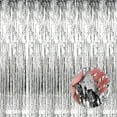 thumbnail image 3 of 3.2 ft x 9.8 ft Metallic Tinsel Foil Fringe Curtains Pack of 3 for Party Photo Backdrop Wedding Decor (Silver), 3 of 4