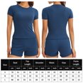 thumbnail image 2 of Conjunto De Pantalones Cortos Ajustados Y2K Conjunto de chándal ajustado de 2 piezas Conjunto casual de manga corta Trajes de mujer (Azul S) Ygjytge para Mujer Azul T S, 2 of 9