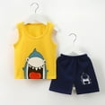 thumbnail image 2 of Uxgjfwu Toddler Boy Summer Outfits Cute Printed Sleeveless Tank Top and Shorts Set Summer Clothes, Sizes 3M-5T,Yellow, 2 of 3