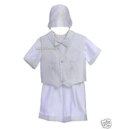 

New Baby Boy Christening Baptism Church Formal Vest Shorts White sz S-4T (0-4yr)