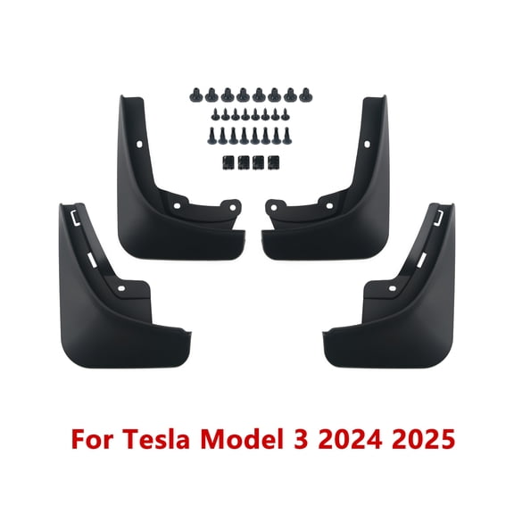BOXIANG fit for Tesla Model 3 2024 2025 Highland Mud Flaps Splash Guards Fenders No Drilling All Weather Protector Accessories (Set of 4)