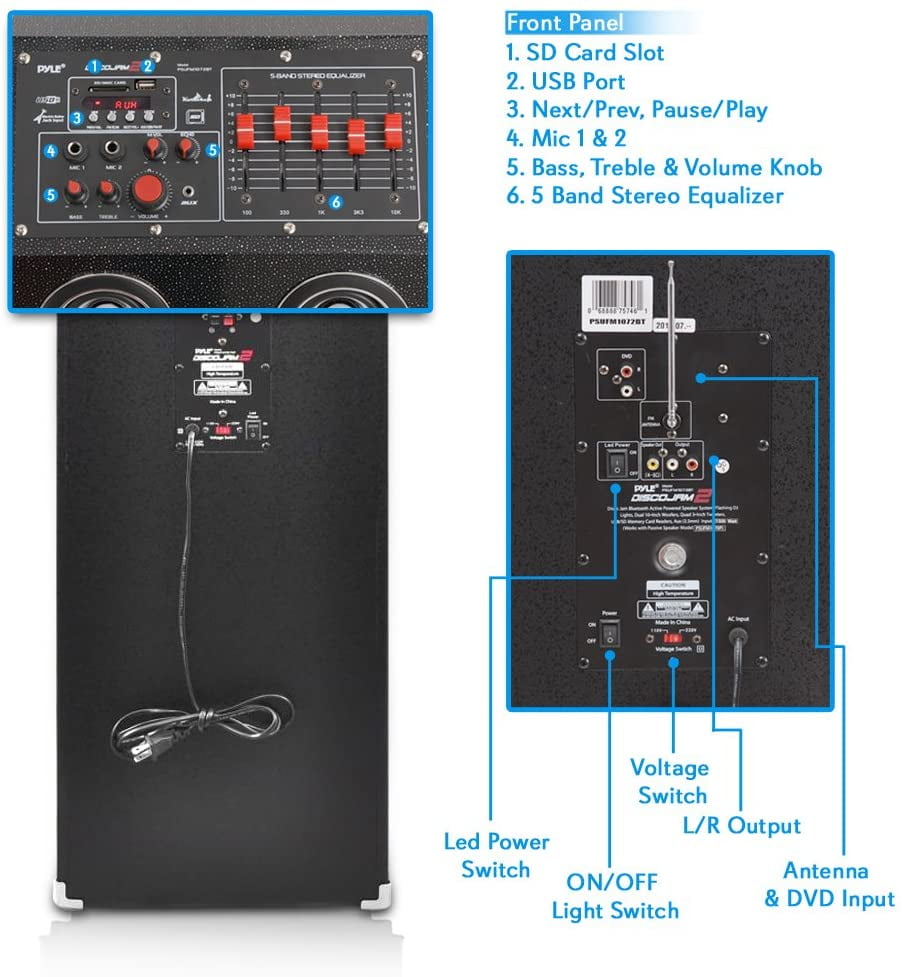 DJ Dance Active Speaker System 1500 Watts PA Stereo Dual 10” Woofer 3