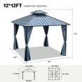 thumbnail image 5 of 12'x12' Hardtop Gazebo, Outdoor Patio Gazebo with Galvanized Steel Double Roof, Permanent Gazebo Pavilion with Curtain and Netting for Patio, Deck, Backyard, Black, 5 of 8