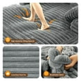 thumbnail image 5 of Techmilly 53" Oversized Chaise Lounge Chair, Fluffy Cozy Sleep Couch with 4 Striped Faux Fur Throw Pillow, Modern ‌Full Size Chair Bed for Living Room, Bedroom, Playroom, Light Grey, 5 of 10