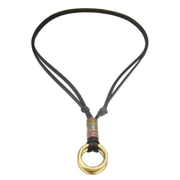 Collar colgante retro de los hombres,Anillos colgantes de doble círculo,Collar de dos círculos con colgante vintage,Collar con colgante de cuerda de cuero de doble círculo,Collar de 2 Fernando Collar colgante retro de los hombres