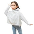 thumbnail image 1 of Penkiiy Chicas Chicas Camisa de manga larga Protección solar Capucha Ligera Entrenamiento atlético Suéter Top Rash Guard para niños 4 Años Blanco, 1 of 6