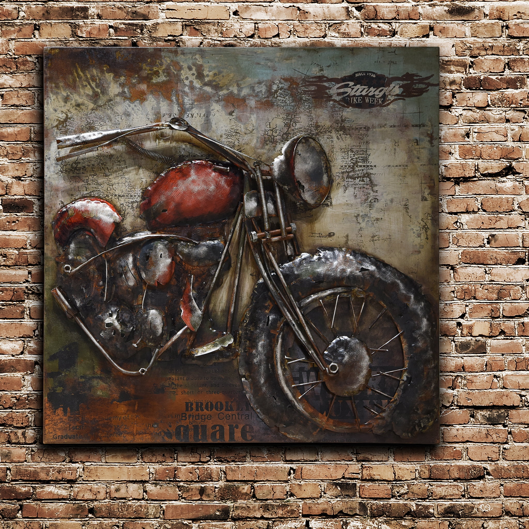 Empire Art Direct  Primo Mixed Media Hand Painted Iron Wall Sculpture - Motorcycle 2