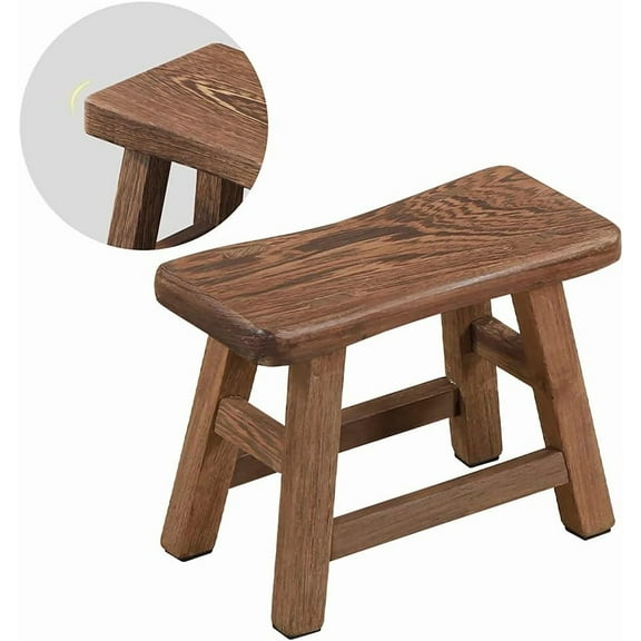 Sturdy Step Stool 10.6 Inch Rustic Solid Wooden Footstool for Kids & Adults Small Bench Plant Stand Fishing Stool, Perfect for High Beds, Kitchen, Bathroom, Closet, Sink