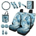thumbnail image 2 of XYZCANDO Marble Print Car Cushion Cover Steering Wheel Cover Armrest Cover Seat Belt Cover Keychain Fender Cover Handbrake Cover Lipstick Cover Car Coasters Trash Can Interior Decor, 2 of 7