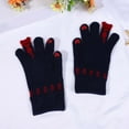thumbnail image 2 of Penkiiy Winter Gloves for Women Winter Women's Cold And Windproof Pattern Plush Warm Knitted Finger Gloves Navy Gloves, 2 of 2