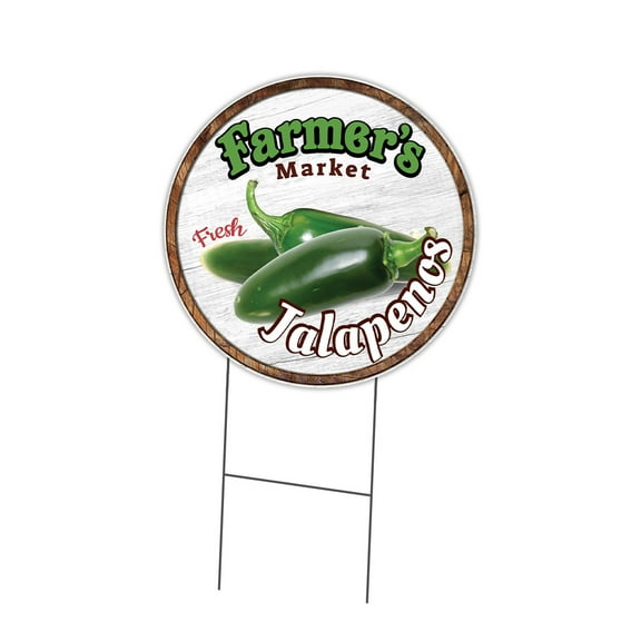 SignMission C-16-CIR-DS-WS- Jalapenos 16 in. Double Sided Corrugated Circular Plastic Sign - Farmers Market Jalapenos