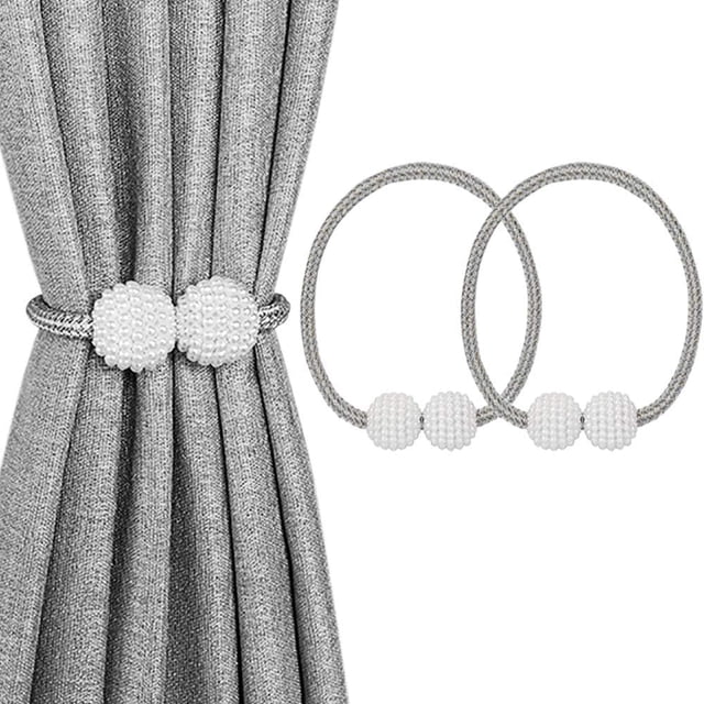 LAICAIW 2 Pack Embrasses Magnétiques pour Rideaux, Embrasses Décoratives pour Rideaux de Fenêtre (Gris)