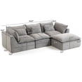 thumbnail image 2 of Timbernest 102" Sectional Couches for Living Room, Boneless L Shaped Cloud Sofa with Ottoman, 3 Seater, Gray, 2 of 6