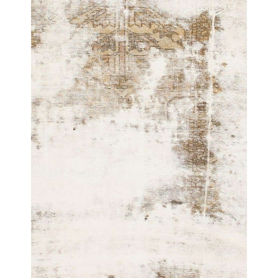 Ahgly Company Machine Washable Indoor Rectangle Abstract Soft Ivory Beige Area Rugs, 6' x 9'