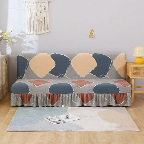 Xiao Hua Funda de sofá cama sin brazos, elástica, sencilla y plegable, con borde de faldón, estilo antiguo, de 47,24 a 59,05 pulgadas, estilo E