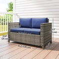 thumbnail image 3 of Outsunny Causeuse de Patio 2 Places, Fauteuil de Luxe en Osier, Bleu Foncé, 3 of 10