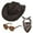 Brown, variant on Women Western Cowboy Hat Scarf Eyeglasses Three Piece Set Accessory Kit Brown