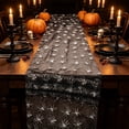 thumbnail image 5 of Extra Long Halloween Table Runner, Black Sheer Table Runner with Gold Print, Gothic Spider Web Table Decor for Halloween Party, Dining Table, Mantel, and Home Display, 5 of 6