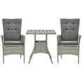 thumbnail image 2 of Yardi Yarda 3 Piece Patio Bistro Set, PE Wicker Furniture Conversation Set with Tufted Cushion Reclining Chairs & Coffee Table, Gray, 2 of 11