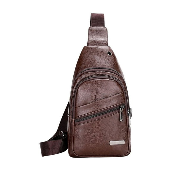 EUDIDV Crossbody Bag;Men's Soft Leather Chest Bag Stylish One Shoulder Bag Waterproofing Casual Business Crossbody Sling Bag Simply Casual Backpack;Suitable for Going Out and Travel